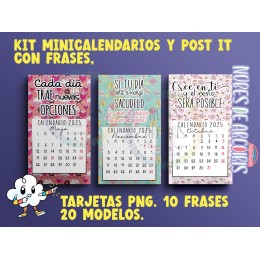 Kit Minicalendarios y porta post it +Frases PNG