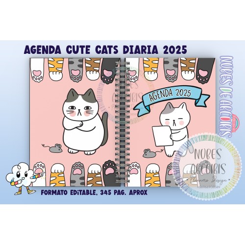 Agenda Diaria CUTE CATS 2025