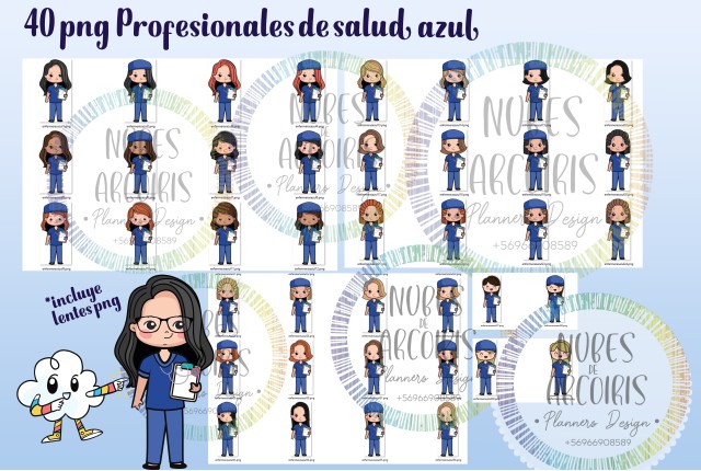 Clipart Profesional salud delantal AZUL