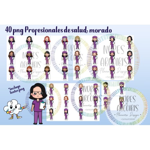 Clipart Profesional salud delantal MORADO (Nutricionistas).