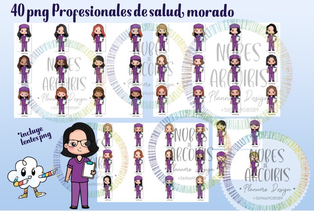 Clipart Profesional salud delantal MORADO (Nutricionistas).