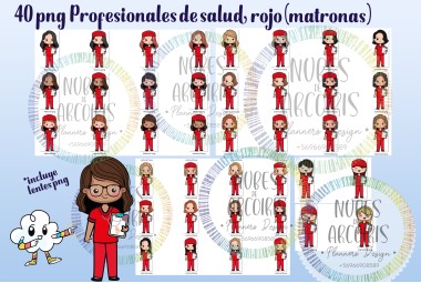 Clipart Profesional salud delantal ROJO (Matronas).