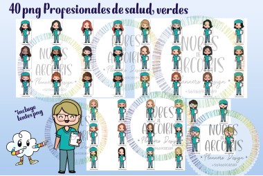 Clipart Profesional salud delantal VERDE