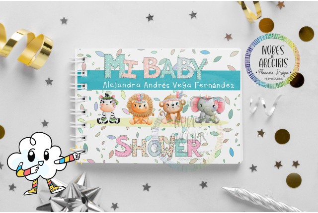 Libro Firmas Baby Shower Animalitos BOHO