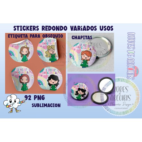 Stickers PNG 92 educadoras párvulos. 