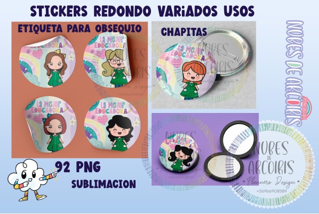 Stickers PNG 92 educadoras párvulos. 